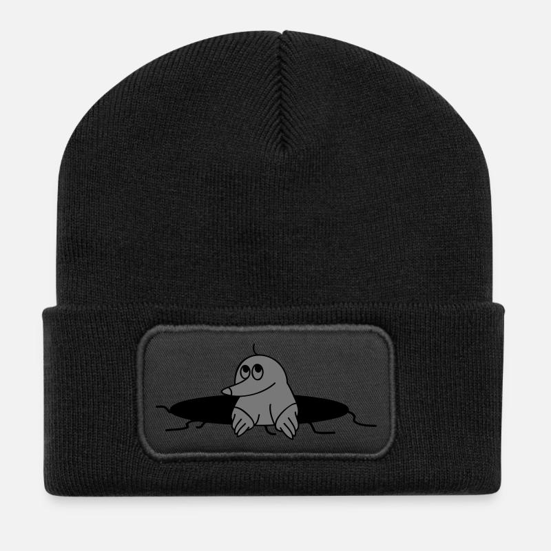 taupe drôle - Beanie recyclé à patch - noir