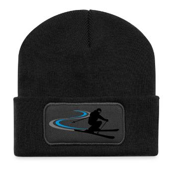 Winter - Skifahrer - Recycelte Patch Beanie - Schwarz - Vorne