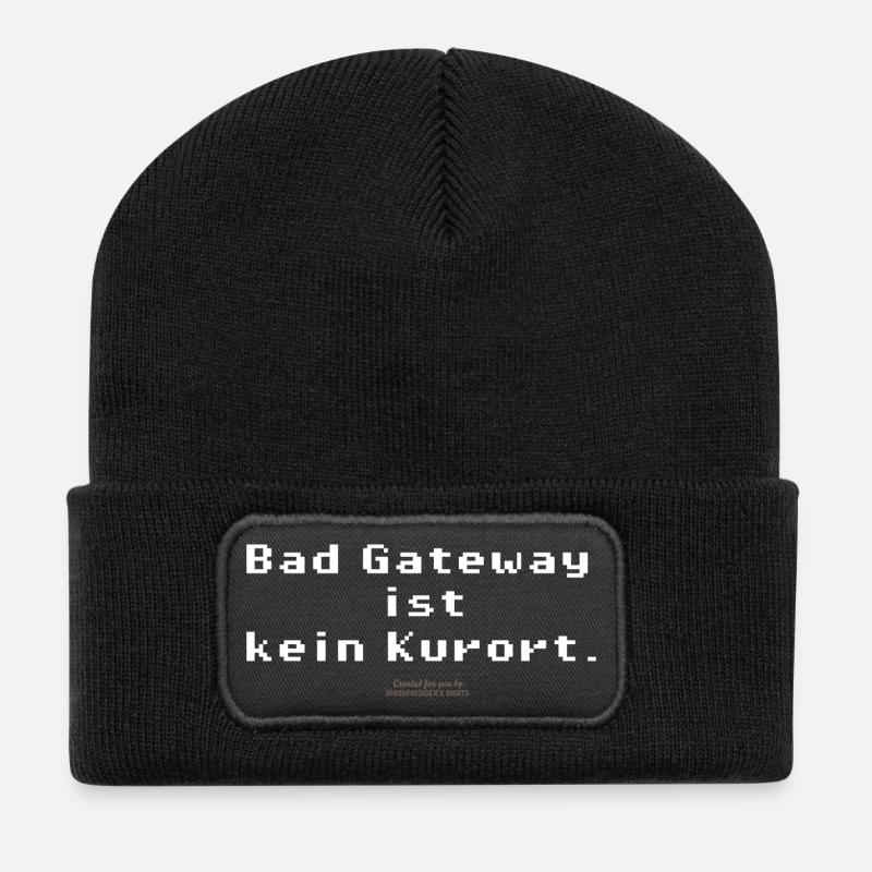 Bad Gateway Spruch für Admins & IT Nerds - Recycelte Patch Beanie - Schwarz