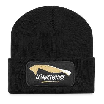Wangerooge | Vintage Landkarte Retro - Recycelte Patch Beanie - Schwarz - Vorne