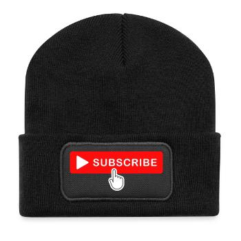 Abonnieren-Knopf-Klick-Icon-Design - Recycelte Patch Beanie - Schwarz - Vorne
