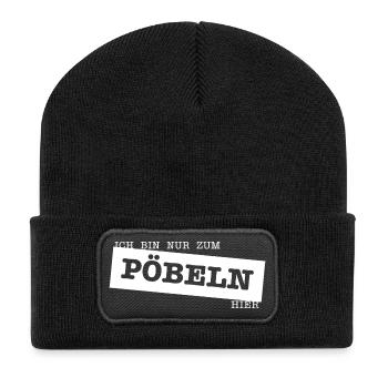Nur zum Pöbeln - Recycelte Patch Beanie - Schwarz - Vorne