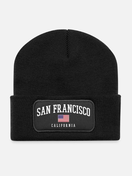San Francisco California - Recycled Patch Beanie - black
