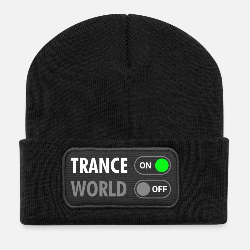 Trance On World Off - Rave Style - Recycelte Patch Beanie - Schwarz