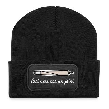 Kiffer Cannabis THC Ceci n'est pas un joint / pipe - Recycelte Patch Beanie - Schwarz - Vorne