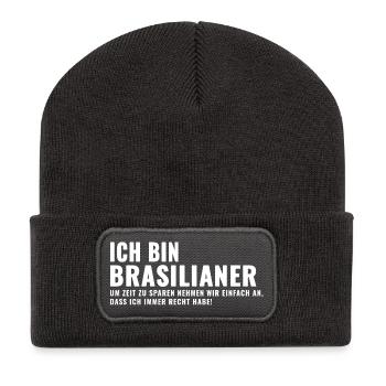 Ich bin Brasilianer - Humor mit Haltung - Recycelte Patch Beanie - Dunkelgrau - Vorne