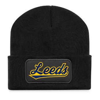 Leeds Uk lettering - Recycled Patch Beanie - black - Front