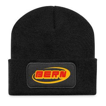 Bern lettering with yellow curve - Recycled Patch Beanie - black - Front