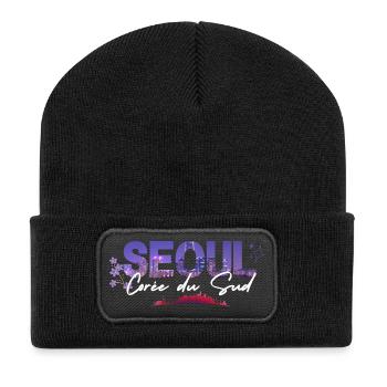Seoul Skyline Floral Night - Recycled Patch Beanie - black - Front