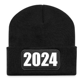 2024 white New Year's Eve black - Recycled Patch Beanie - black - Front