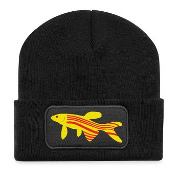 Danio rerio Zebrafish red and yellow - Recycled Patch Beanie - black - Front