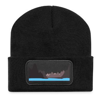 mysterious landscape with mountains and lake - Recycled Patch Beanie - black - Front