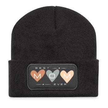 best mom ever Herzen - Recycelte Patch Beanie - Dunkelgrau - Vorne
