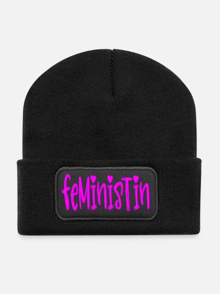 Feministin - Recycelte Patch Beanie - Schwarz