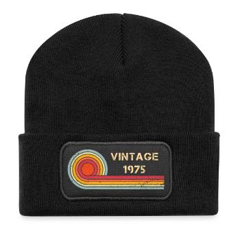 Design rétro vintage pour anniversaire 1975 - Beanie recyclé à patch - noir - Devant