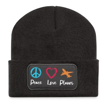 Peace Love Planes - Recycled Patch Beanie - dark grey - Front