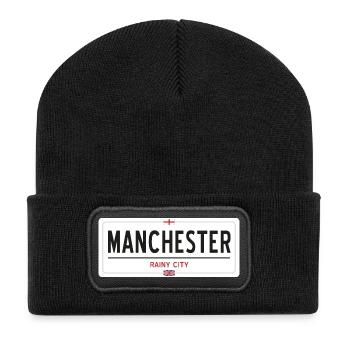 Ortsschild von Manchester - Recycelte Patch Beanie - Schwarz - Vorne
