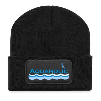 AQUAHOLIC - Recycelte Patch Beanie - Schwarz - Vorne