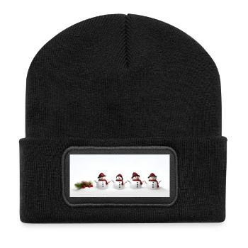 Schneemann - Recycelte Patch Beanie - Schwarz - Vorne