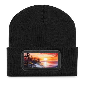 Coucher de soleil - Beanie recyclé à patch - noir - Devant