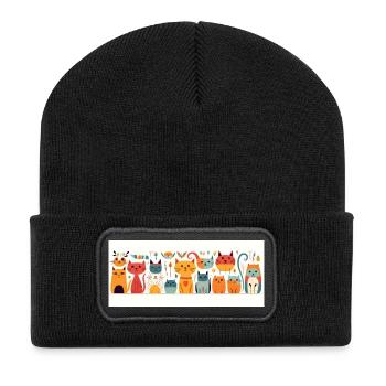 Original Katzen - Recycelte Patch Beanie - Schwarz - Vorne