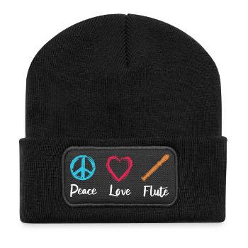 Flûte d’amour de paix - Beanie recyclé à patch - noir - Devant