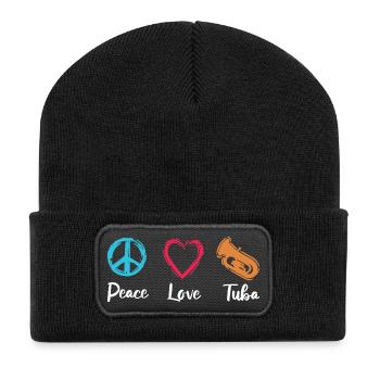 Peace Love Tuba - Recycled Patch Beanie - black - Front