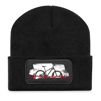 Graphique de battement de cœur de vélo - Beanie recyclé à patch - noir - Devant