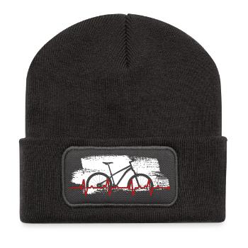 Bike Heartbeat Grafik - Recycelte Patch Beanie - Dunkelgrau - Vorne