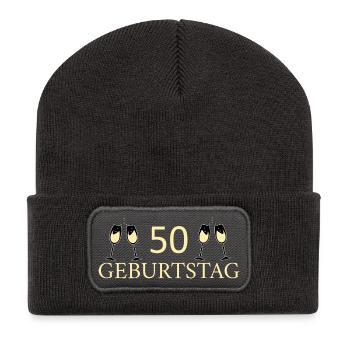 50e anniversaire, 50 ans - Beanie recyclé à patch - charbon - Devant