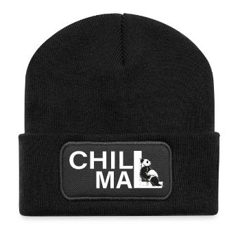chill mal panda relax entspann dich abhängen - Recycelte Patch Beanie - Schwarz - Vorne