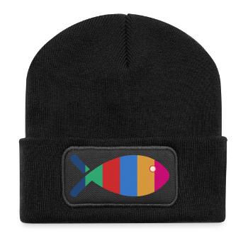 POISSON. SARDINE. POISSON D'AVRIL. MER. OCÉAN. NAT - Beanie recyclé à patch - noir - Devant