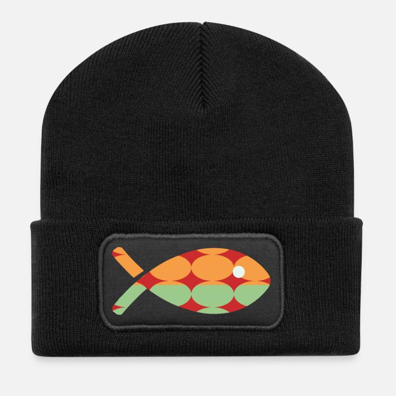 POISSON. POISSON D'AVRIL. VACANCES. ETE. HUMOUR - Beanie recyclé à patch - noir