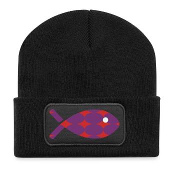 POISSON. MEMOIRE. SARDINE. POISSON D'AVRIL - Beanie recyclé à patch - noir - Devant