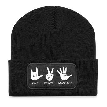 love peace massage therapist masseurin körper - Recycelte Patch Beanie - Schwarz - Vorne