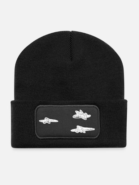Wolken weiß - Recycelte Patch Beanie - Schwarz