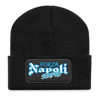 Fußball Neapel Forza Napoli sempre - Recycelte Patch Beanie - Schwarz - Vorne