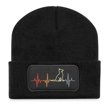 Vintage Dogs ECG Heart Line - Beanie recyclé à patch - noir - Devant