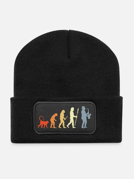Saxophonist Evolution - Recycled Patch Beanie - black