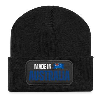 Made in Australia, Australian pride - Recycled Patch Beanie - black - Front