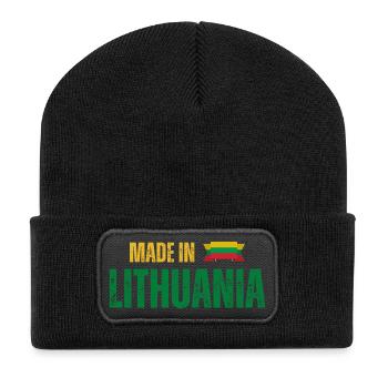 Made in Lithuania, litauischer Stolz - Recycelte Patch Beanie - Schwarz - Vorne