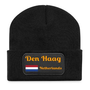 Den The Hague Netherlands- Stylish prints - Recycled Patch Beanie - black - Front