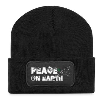 Peace on Earth | with Bird - Recycelte Patch Beanie - Schwarz - Vorne