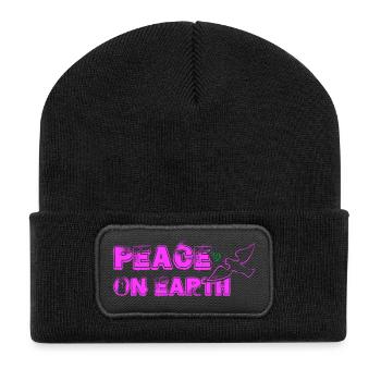 Peace on Earth with Bird pink - Recycled Patch Beanie - black - Front