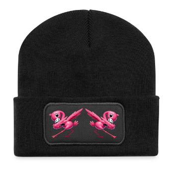 flamingo dabbing 2 - Recycelte Patch Beanie - Schwarz - Vorne