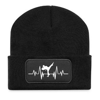 Karaté à rythme cardiaque - Beanie recyclé à patch - noir - Devant