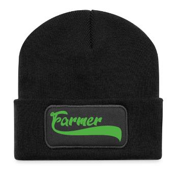 Stolzer Landwirt Bauer Geschenk Spruch Farmer - Recycelte Patch Beanie - Schwarz - Vorne