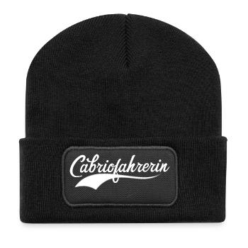 Cabriofahrerin Spruch Frauen Cabriolet Statement - Recycelte Patch Beanie - Schwarz - Vorne