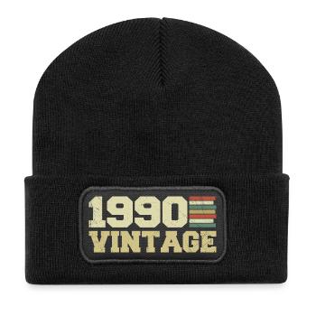 1990 Birthday Gift 1990 Vintage 1990 Gift - Recycled Patch Beanie - black - Front