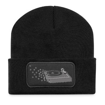 Platine vinyle Pixelart - Beanie recyclé à patch - noir - Devant